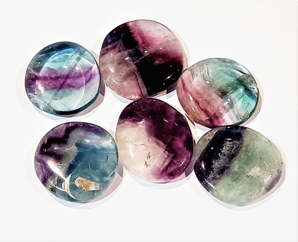 Fluorite multicolor palm stones